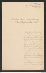 k.k. naturhistorisches Hofmuseum, Intendanzakten 1885-1896 (Hauer), Aktenzahl Z.673/1891, Seite 1